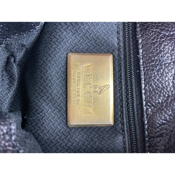 De Vecchi Hamilton Hodge Vintage Black Leather Shoulder Hobo Bag 80s Pebbled - Picture 9 of 12